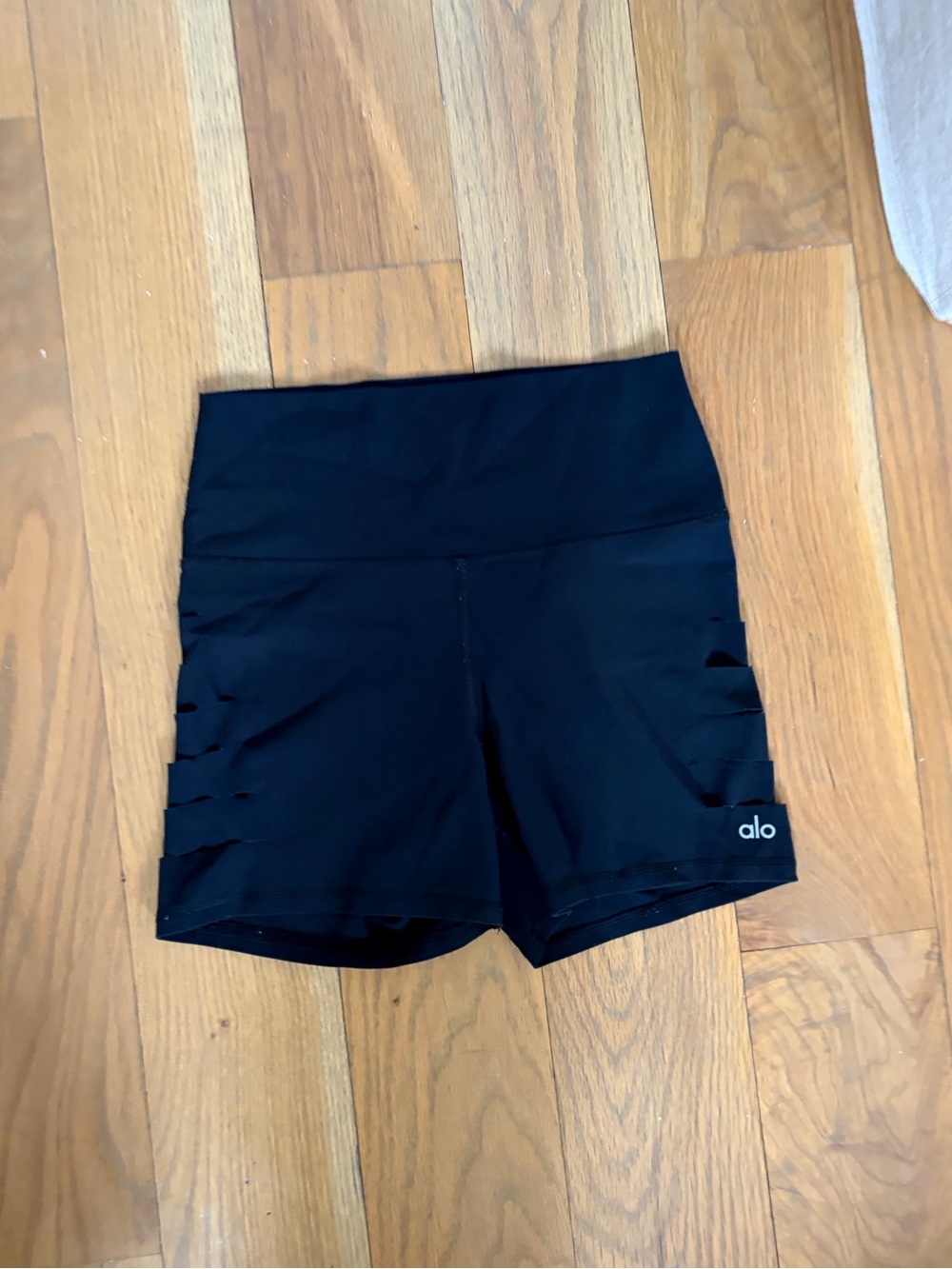ALO Yoga Black High-Waist Bike Shorts with Side Cutouts